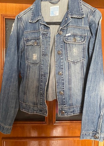 Düğmeli Mavi Kadın Denim mont