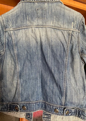 Düğmeli Mavi Kadın Denim mont - Görsel 4