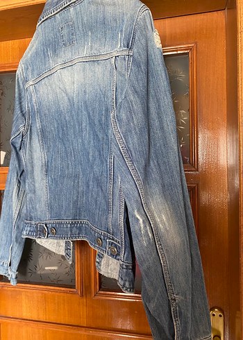 xl Beden lacivert Renk Düğmeli Mavi Kadın Denim mont