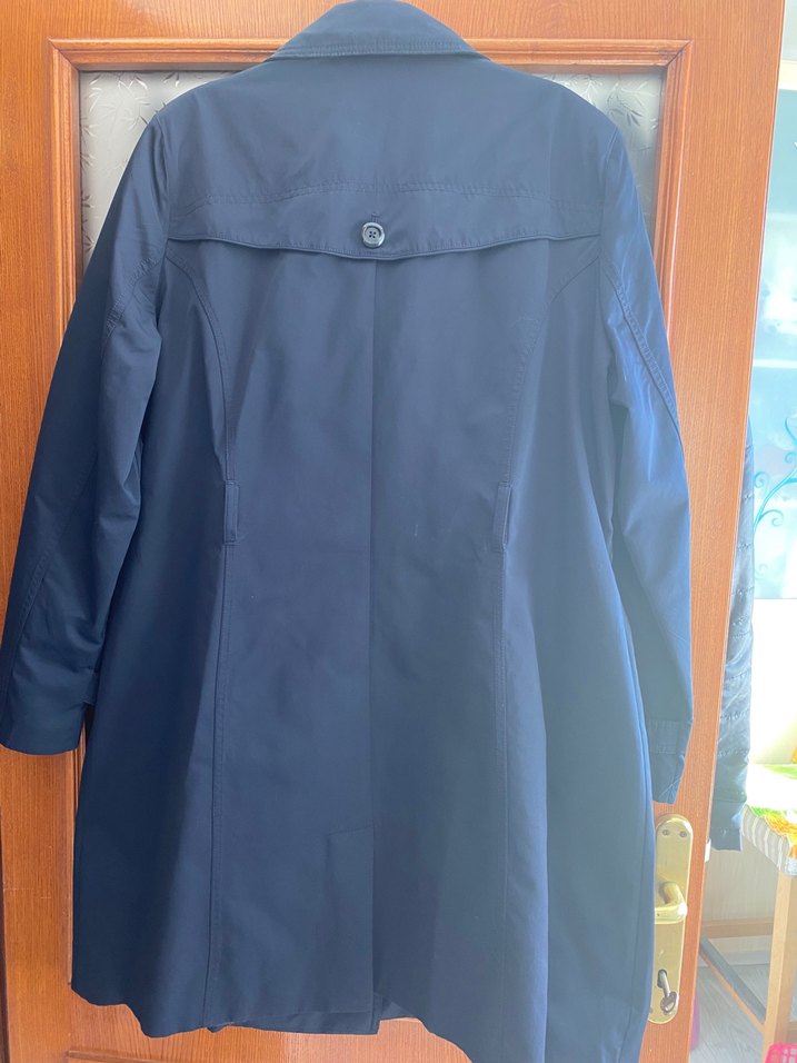 Düğmeli Midi Kadın Trençkot - Lacivert - Görsel 2