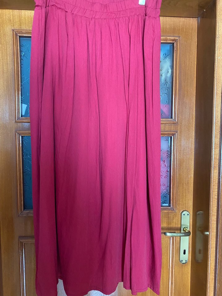 Açık Bordo Saten Uzun Bohem Etek - Görsel 2