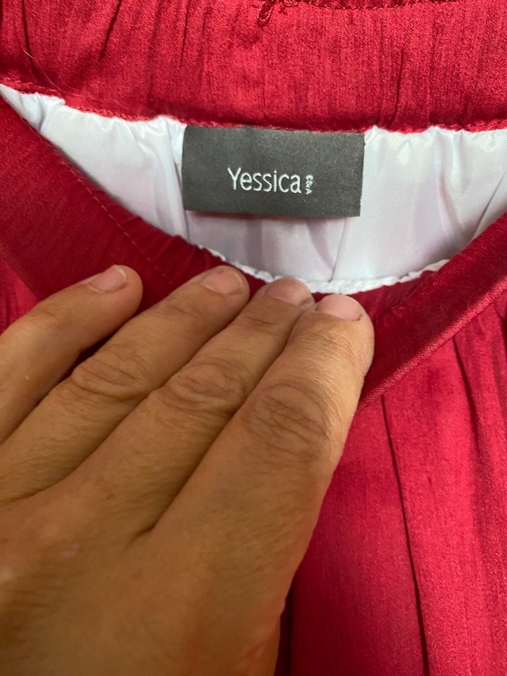 Açık Bordo Saten Uzun Bohem Etek - Görsel 4