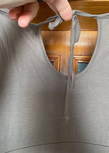 Taba  rengi V Yaka Kemerli Midi Elbise. - Görsel 7