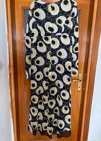 Uzun Kollu Siyah Desenli Kadın Tunik ve Pantalon - Görsel 3