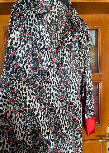 Uzun Leopar Desenli Kadın Elbise - Görsel 3