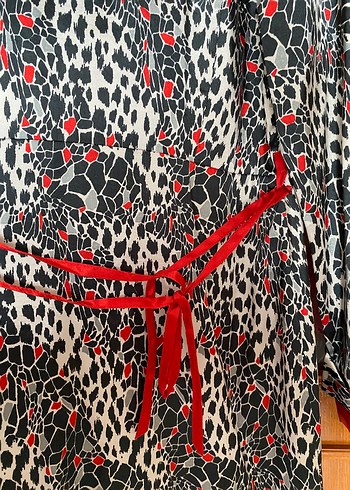 Uzun Leopar Desenli Kadın Elbise - Görsel 5