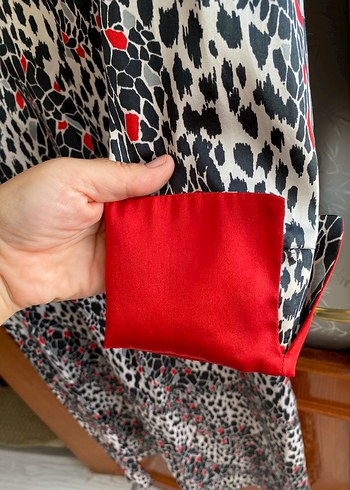 Uzun Leopar Desenli Kadın Elbise - Görsel 10