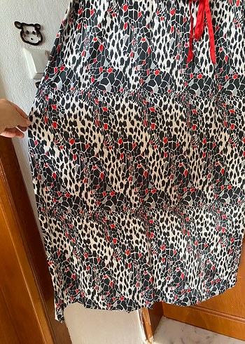 Uzun Leopar Desenli Kadın Elbise - Görsel 9