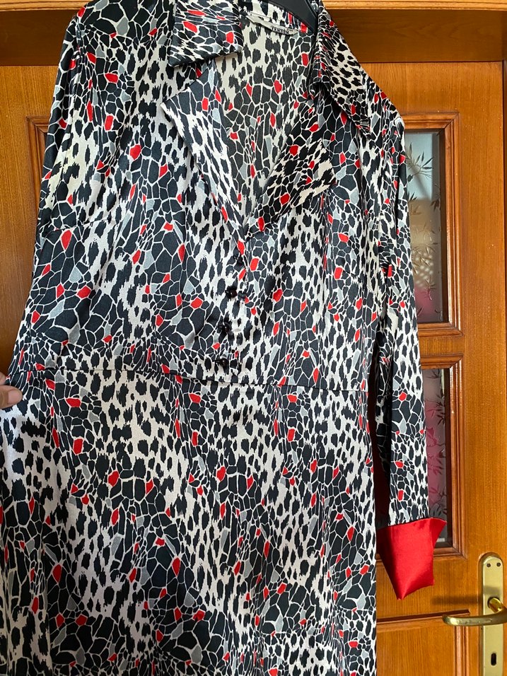 Uzun Leopar Desenli Kadın Elbise - Görsel 3