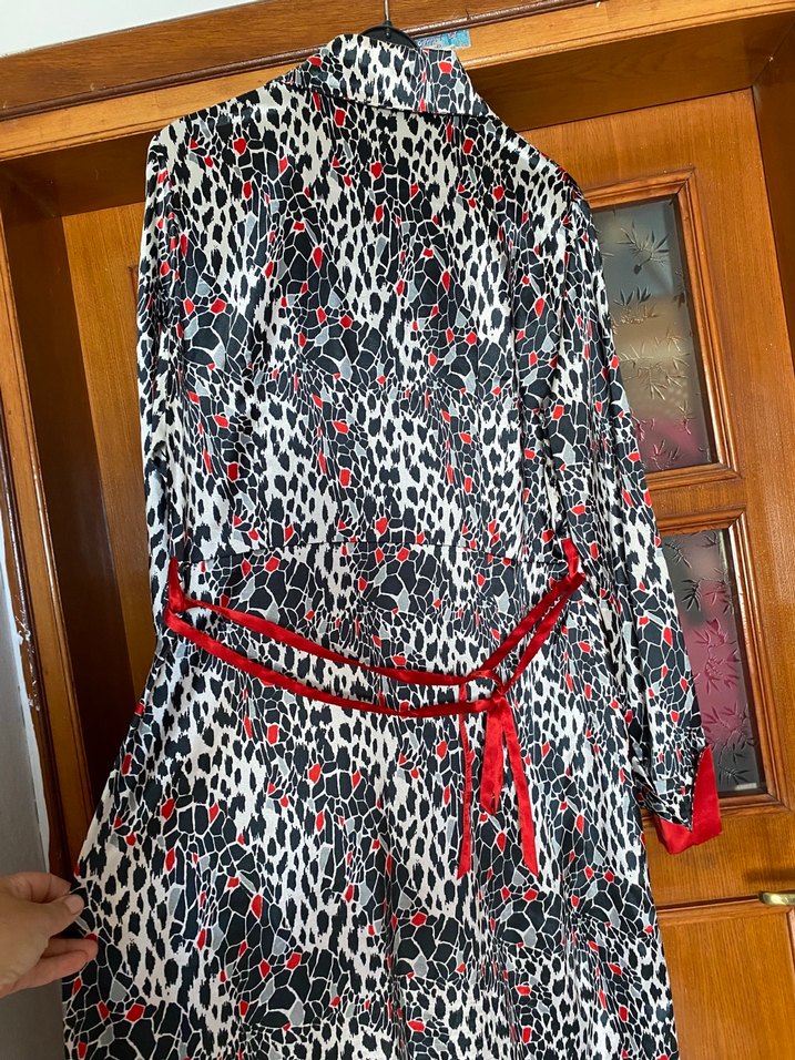 Uzun Leopar Desenli Kadın Elbise - Görsel 4