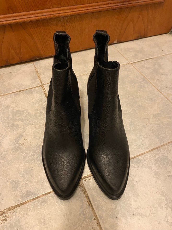 Siyah Deri Kadın Botlar, Tokalı, Blok Topuklu - Görsel 2