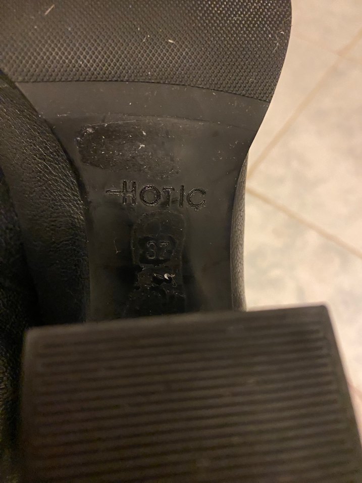 Siyah Deri Kadın Botlar, Tokalı, Blok Topuklu - Görsel 4