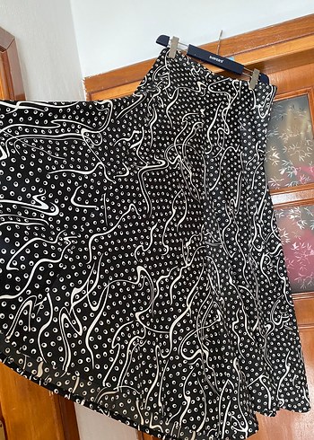 Siyah Desenli  Detaylı Uzun Etek - Görsel 2