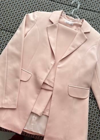 Pembe Mini Düğmeli Kadın Blazer Ceket