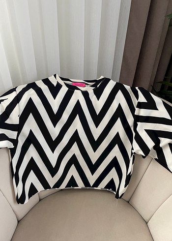 Zebra Desenli Uzun Kollu Crop Top