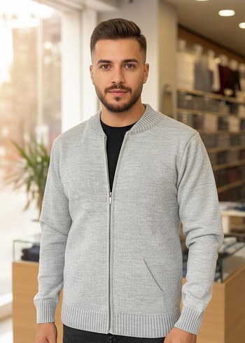 Diğer Siyah Fermuarlı Erkek Triko Hırka