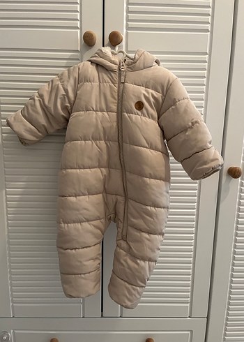 Krem Renkli Kürklü Bebek Kız Tulumu