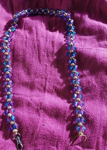 Uzun Mor Boncuklu İşlemeli Kadın çanta sapı - Görsel 2