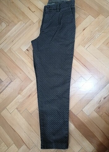 Mango He (Erkek) yeşil desenli kanvas pantolon 