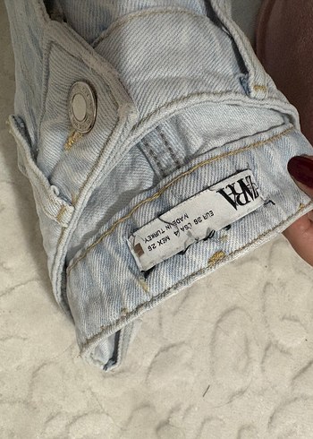 36 Beden mavi Renk Düğmeli Mavi Midi Kadın Denim Pantolon