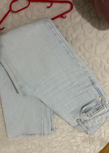 Düğmeli Mavi Midi Kadın Denim Pantolon