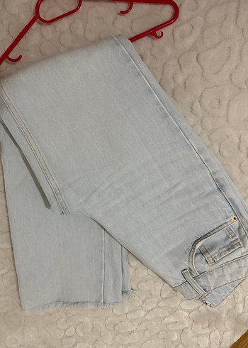 36 Beden Düğmeli Mavi Midi Kadın Denim Pantolon