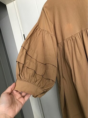 l Beden camel Renk Balon kol gömlek
