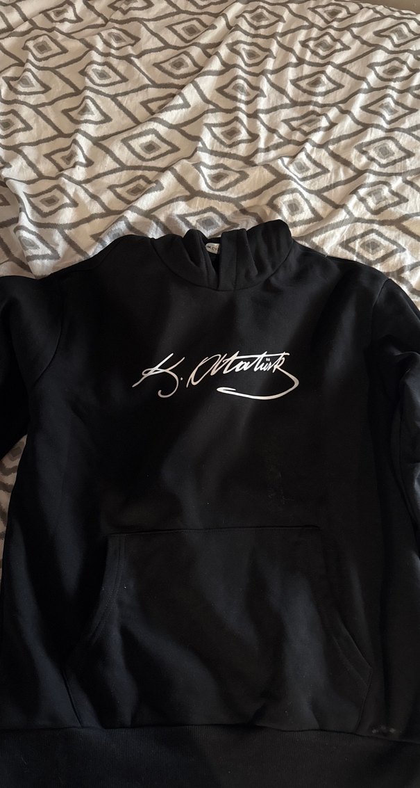 Kapüşonlu Siyah K. Atatürk Baskılı sweat - Görsel 3
