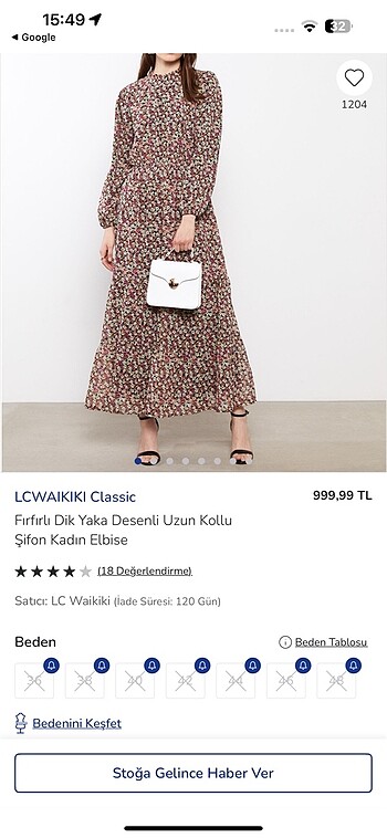 l Beden Çiçekli elbise