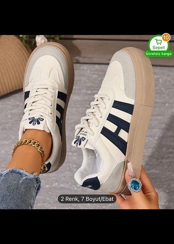 Beyaz Siyah Platform Spor Ayakkabı