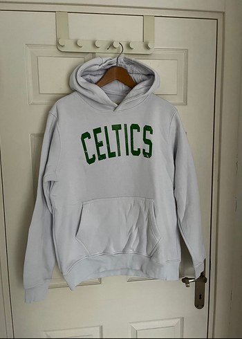 Beyaz Kapüşonlu Celtics Sweatshirt - L Beden