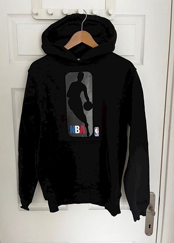 Siyah NBA Baskılı Kapüşonlu Sweatshirt -L Beden