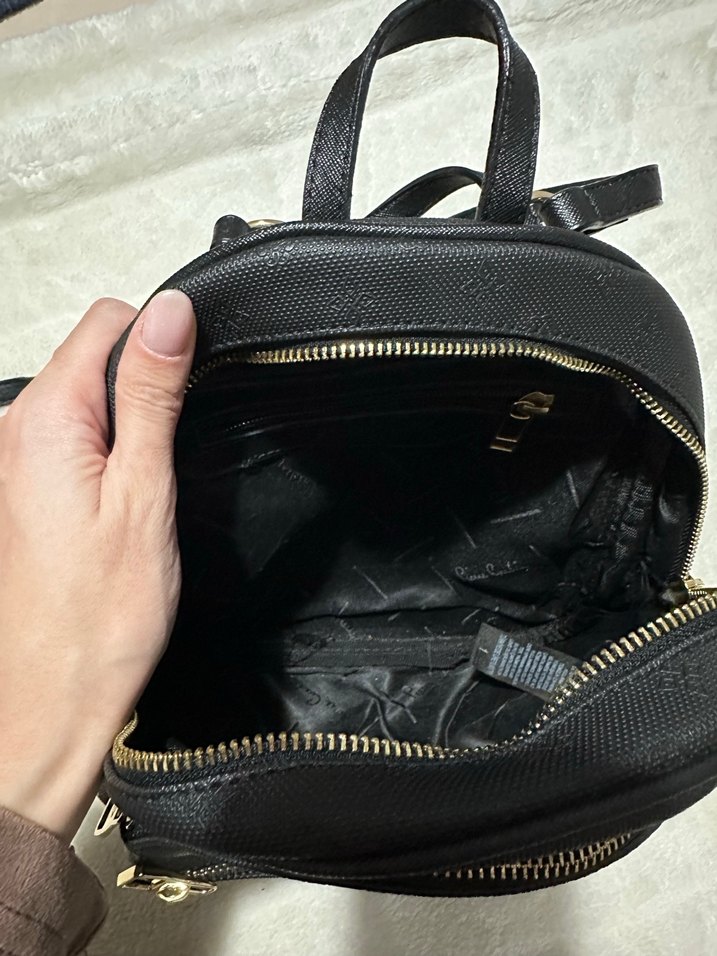 Pietre Cardin orijinal Siyah Baskılı Deri Sırt Çantası - Görsel 3