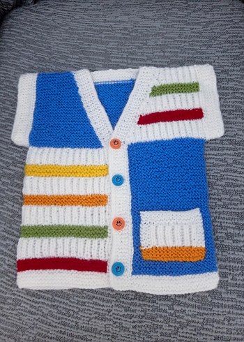 Renkli Erkek Çocuk Örgü  Yelek - Görsel 2