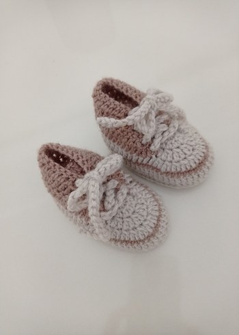 Erkek Bebek Örgü Bej Patik - Görsel 2