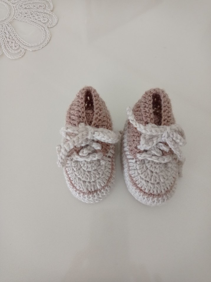 Erkek Bebek Örgü Bej Patik - Görsel 3