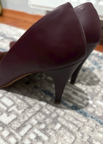 Bordo Deri Stiletto Topuklu Kadın Ayakkabı - Görsel 4