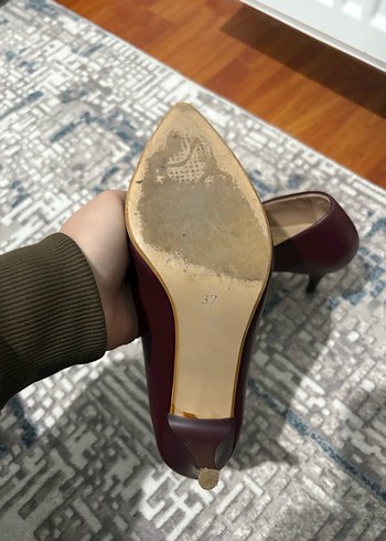 Bordo Deri Stiletto Topuklu Kadın Ayakkabı - Görsel 2