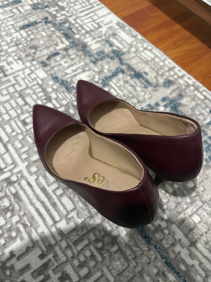 Bordo Deri Stiletto Topuklu Kadın Ayakkabı - Görsel 3