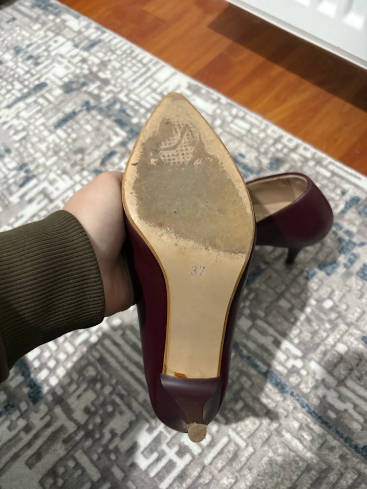 Bordo Deri Stiletto Topuklu Kadın Ayakkabı - Görsel 2