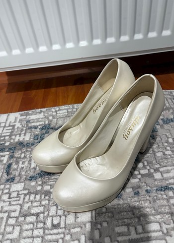 Beyaz Platform Topuklu Kadın Stiletto - Görsel 3