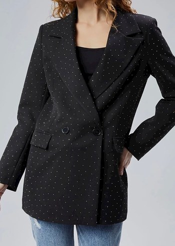 Siyah taşlı Kadın Blazer Ceket - Görsel 2
