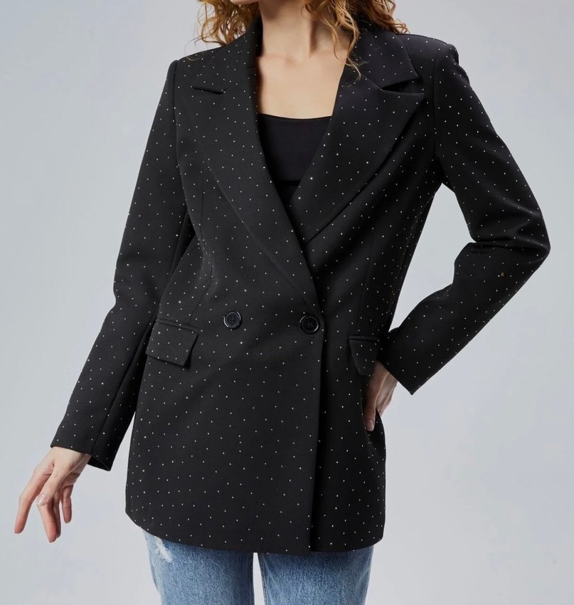 Siyah taşlı Kadın Blazer Ceket - Görsel 2