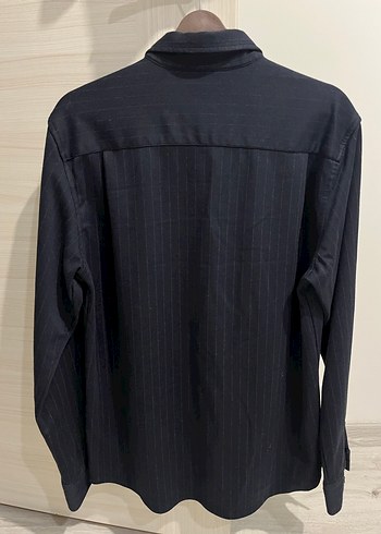 Düğmeli lacivert çizgili Erkek Gömlek - Görsel 2