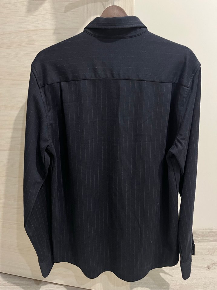 Düğmeli lacivert çizgili Erkek Gömlek - Görsel 2