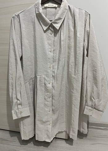 Düğmeli taş Keten Kadın Gömlek tunik - Görsel 2