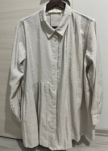 Düğmeli taş Keten Kadın Gömlek tunik - Görsel 4