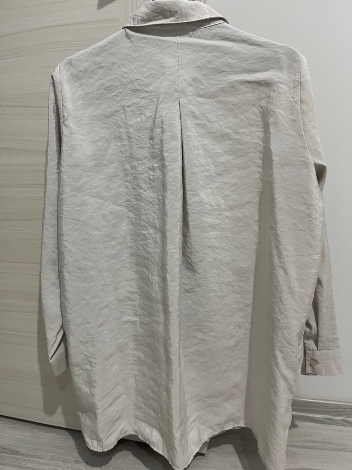 Düğmeli taş Keten Kadın Gömlek tunik - Görsel 3