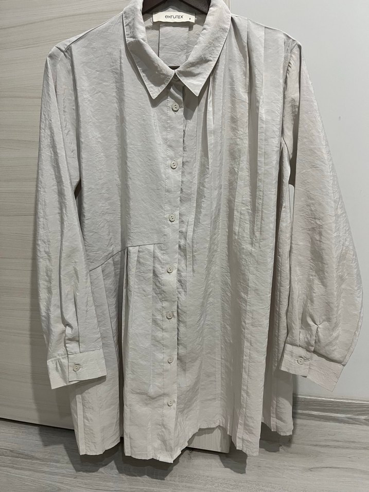 Düğmeli taş Keten Kadın Gömlek tunik - Görsel 2