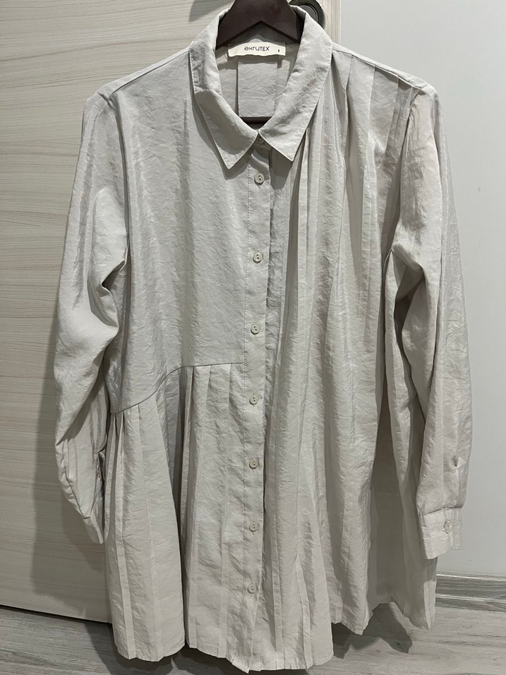 Düğmeli taş Keten Kadın Gömlek tunik - Görsel 4